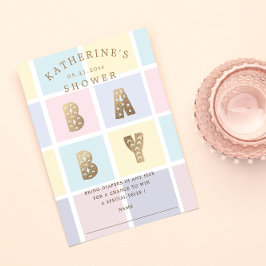 Pastel Färg Block Guld Baby Shower RaffCard för ba OSA Kort