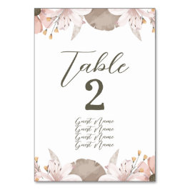 Pastel Färg Blommigt Bröllop Bordsnummer