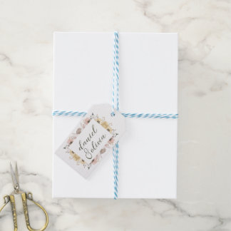 Pastel Färg Blommigt Bröllop Presentetikett