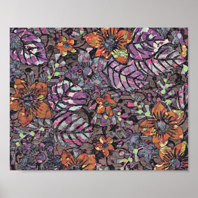 Pastel Färg blommönster romantic digital art Poster (Framsidan)