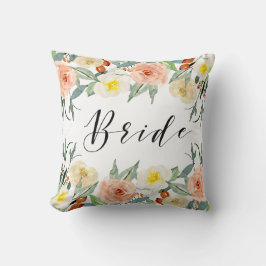 Pastel färg-blommor gräns-Bride-typografi Kudde
