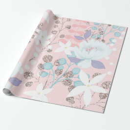 Pastel färg blommor med glitter accenter presentpapper
