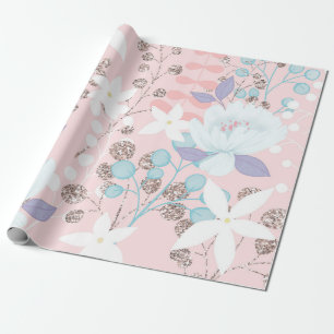 Pastel färg blommor med glitter accenter presentpapper