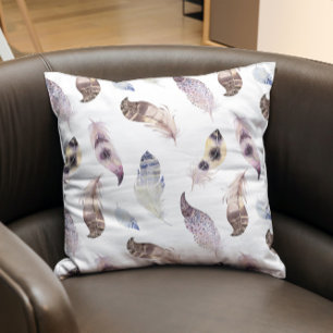 Pastel färg boho-fjädrar mönster kudde