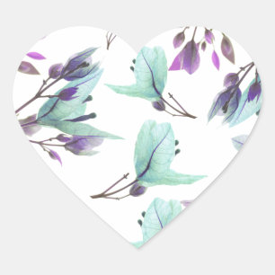 Pastel Färg Bougainvillea Flowers Hjärtformat Klistermärke