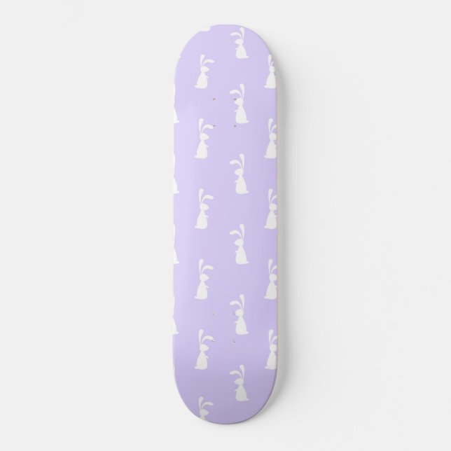 Pastel Färg Bunny Mönster Blue Bakgrund Pet Mini Skateboard Bräda 18,5 Cm (Framsida)