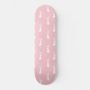 Pastel Färg Bunny Mönster Rosa Bakgrundspets Mini Skateboard Bräda 18,5 Cm