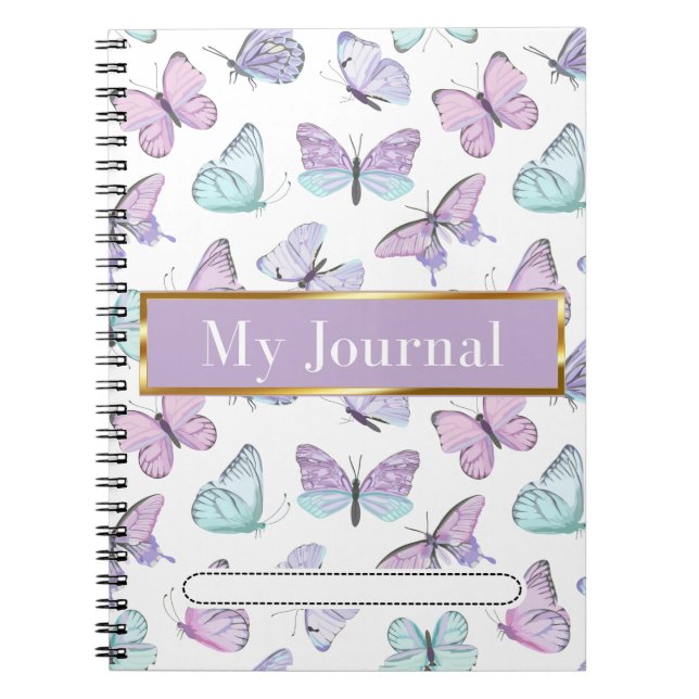 Pastel färg butterflies Journal Spiral bärbar dato Anteckningsbok (Framsidan)
