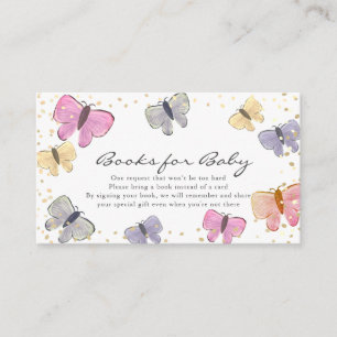 Pastel Färg Butterfly Baby Shower Bok-begäran Tilläggskort