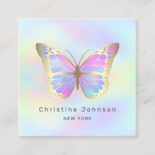 Pastel färg butterfly fyrkantigt visitkort
