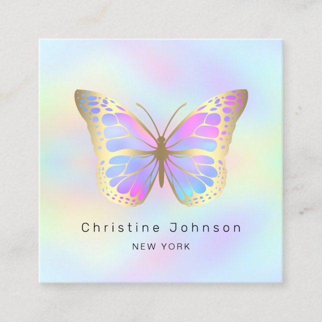 Pastel färg butterfly fyrkantigt visitkort (Framsida)