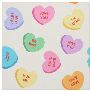 Pastel Färg Candy Hearts Valentine Day Fabric Tyg