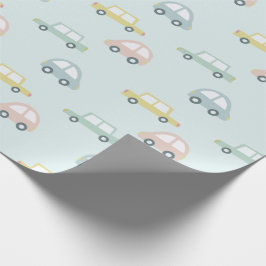 Pastel Färg Car Mönster Blue Presentpapper