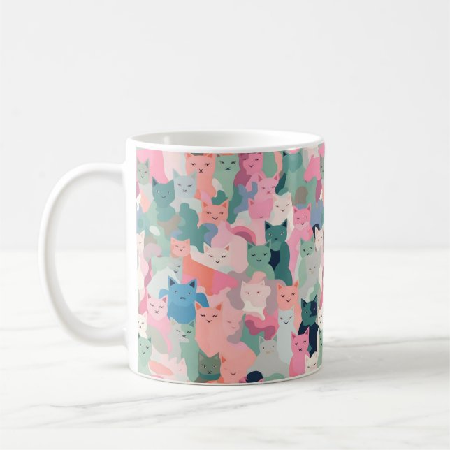 Pastel Färg Cat Camouflage Kaffemugg (Vänster)