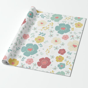 Pastel Färg Cute Colorful Flowers Mönster Presentpapper