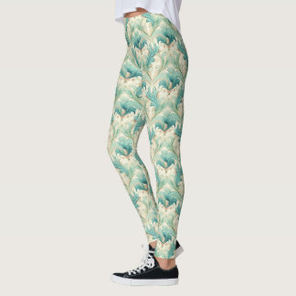 Pastel färg delikata motiv för blommigt av prydnad leggings