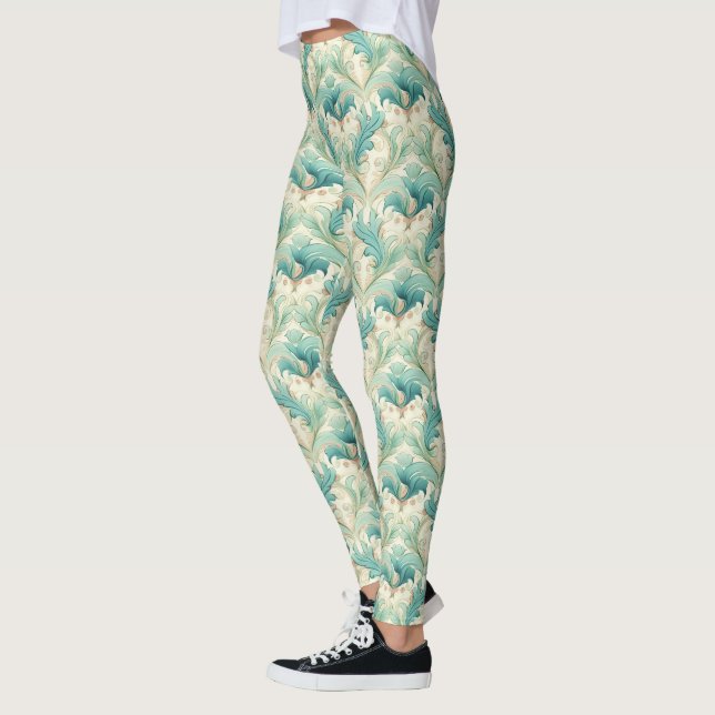 Pastel färg delikata motiv för blommigt av prydnad leggings (Vänster)
