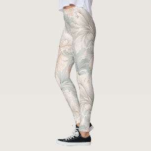 Pastel färg delikata motiv för blommigt av prydnad leggings