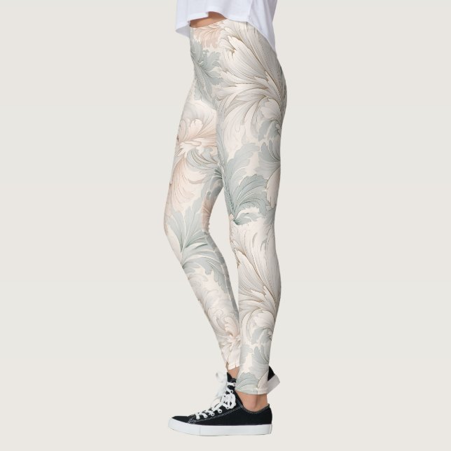 Pastel färg delikata motiv för blommigt av prydnad leggings (Vänster)