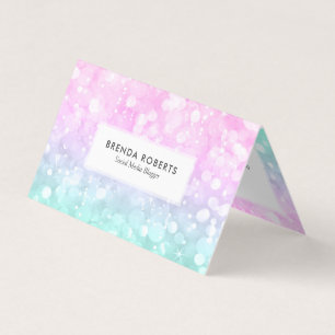 Pastel Färg Faux Bokeh Glitter Visitkort