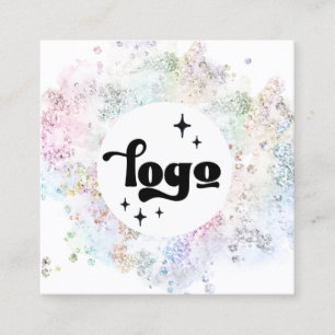 pastel färg faux chunky glitter fyrkantigt visitkort