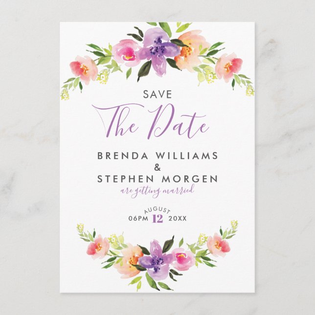 Pastel Färg Flowers Wandan Gräns Spara Datumet (Framsida)