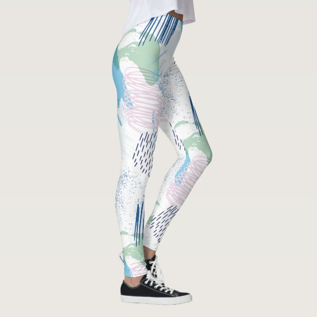 Pastel Färg Geometric Mönster Leggings (Höger)