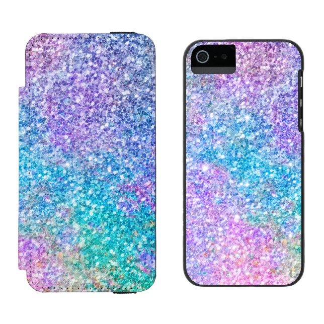 Pastel Färg Glitter Mönster Incipio iPhone Wallet Skal (Sida vid Sida)