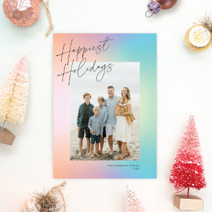 Pastel Färg Gradient Happiest-Helgdagar - fotokort Julkort