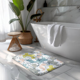 Pastel färg Handflatan löv och organiska former Badrumsmatta