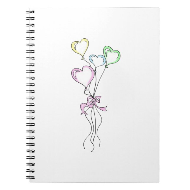 Pastel Färg Heart-ballonger Anteckningsbok (Framsidan)