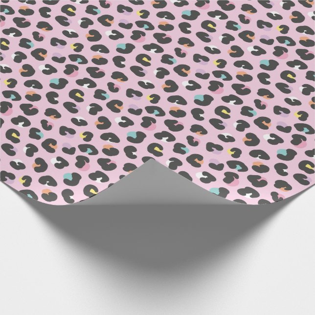 Pastel färg leopard spots presentpapper (Hörn)