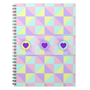 Pastel färg & lila hjärtslag anteckningsbok