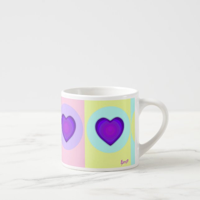 Pastel färg & lila hjärtslag espressomugg (Höger)