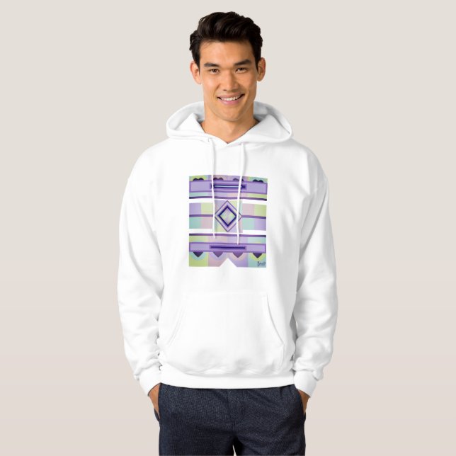 Pastel färg & lila hjärtslag hoodie (Hel framsida)