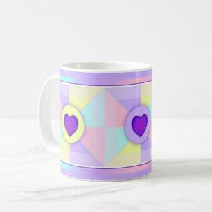 Pastel färg & lila hjärtslag kaffemugg