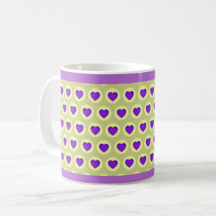 Pastel färg & lila hjärtslag kaffemugg