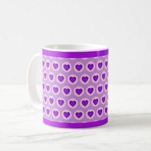 Pastel färg & lila hjärtslag kaffemugg