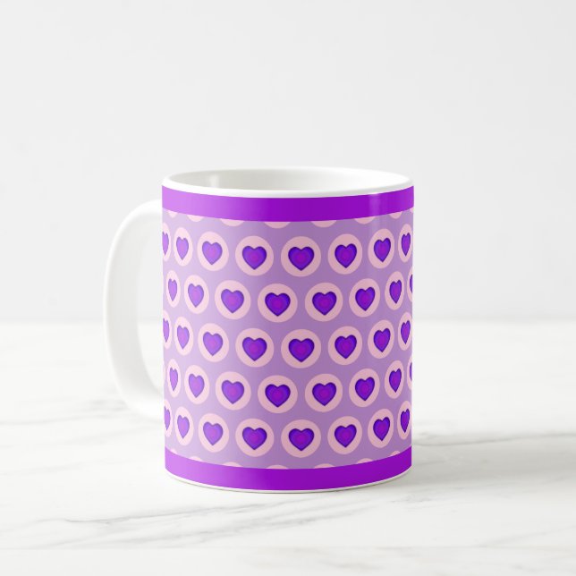 Pastel färg & lila hjärtslag kaffemugg (Framsida vänster)