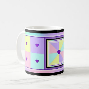 Pastel färg & lila hjärtslag kaffemugg