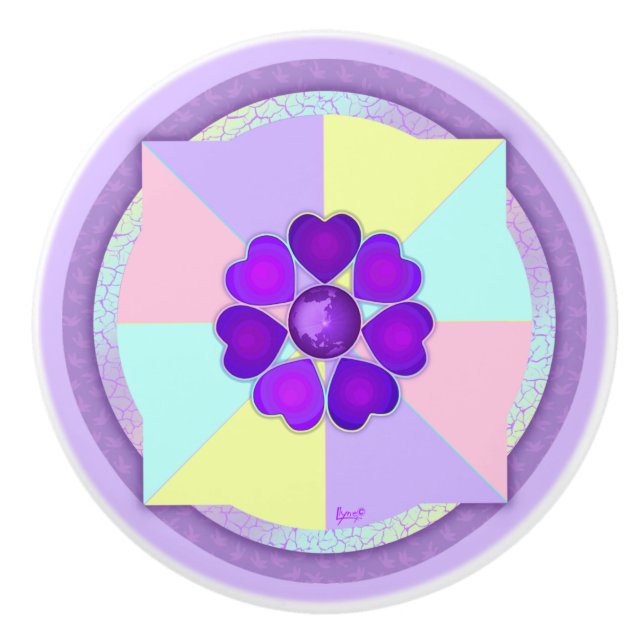 Pastel färg & lila hjärtslag knopp (Framsidan)