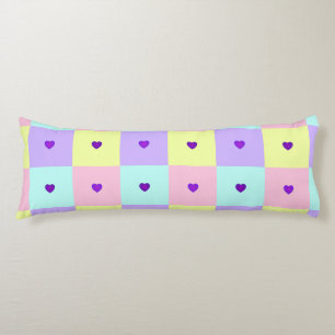 Pastel färg & lila hjärtslag kroppskudde