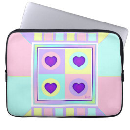 Pastel färg & lila hjärtslag laptop fodral