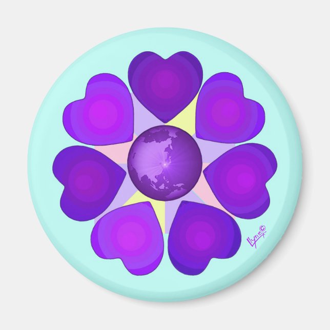 Pastel färg & lila hjärtslag magnet (Framsidan)