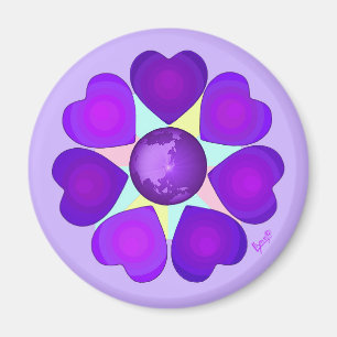 Pastel färg & lila hjärtslag magnet