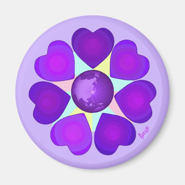Pastel färg & lila hjärtslag magnet (Framsidan)