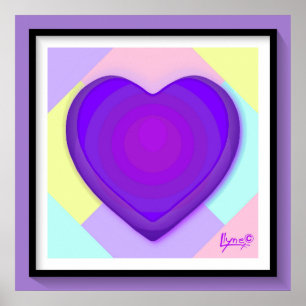 Pastel färg & lila hjärtslag poster
