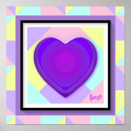 Pastel färg & lila hjärtslag poster