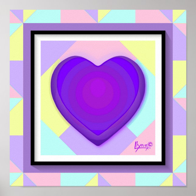Pastel färg & lila hjärtslag poster (Framsidan)