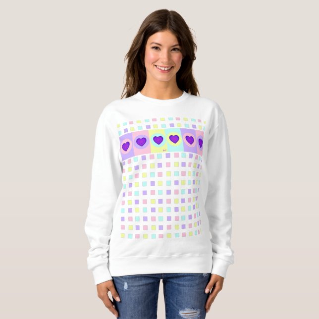 Pastel färg & lila hjärtslag t shirt (Hel framsida)